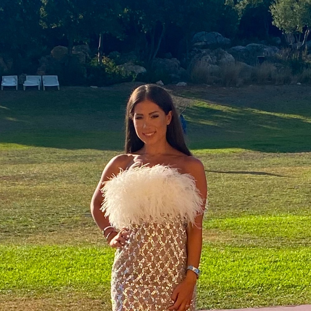 Elegant White Feathered Dress